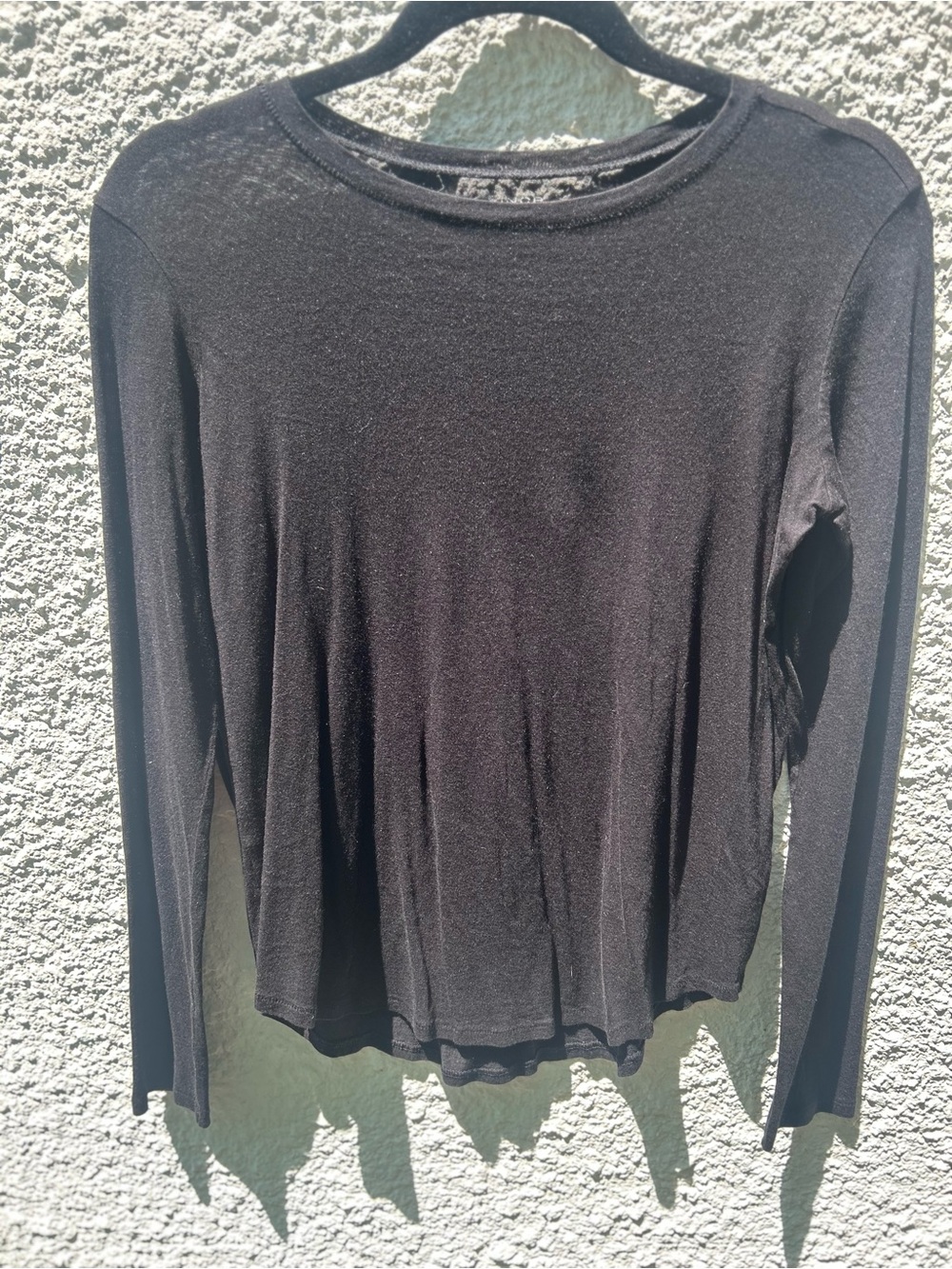 Vince Black Long-Sleeve Crewneck Top cotton/modal